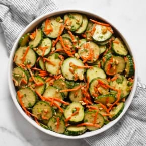 Cucumber carrot salad in a bowl.