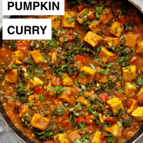 Pumpkin curry in a pan.