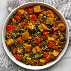 Pumpkin curry in a bowl.