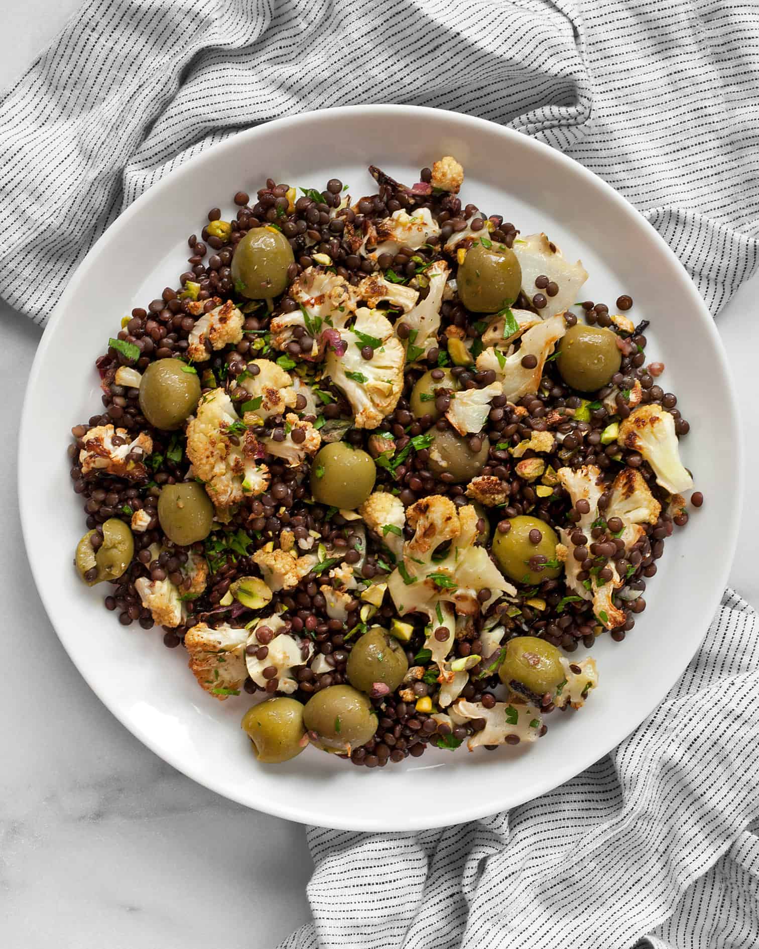Roasted Cauliflower Olive Lentil Salad Last Ingredient