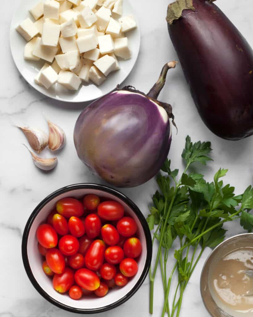 Eggplant tomato halloumi recipe ingredients