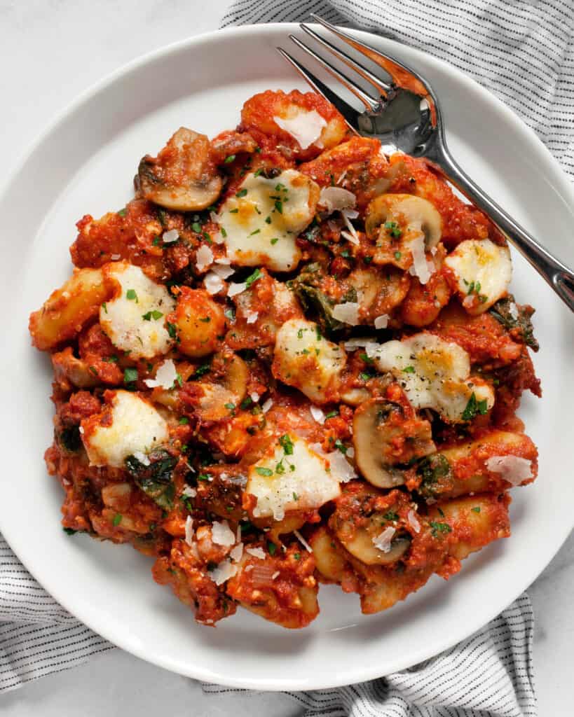 Baked Gnocchi with Mushrooms and Spinach