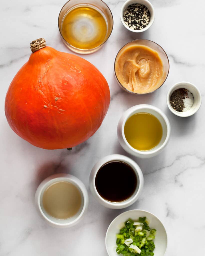 Red kuri squash, miso paste, sesame oil, maple syrup and other ingredients