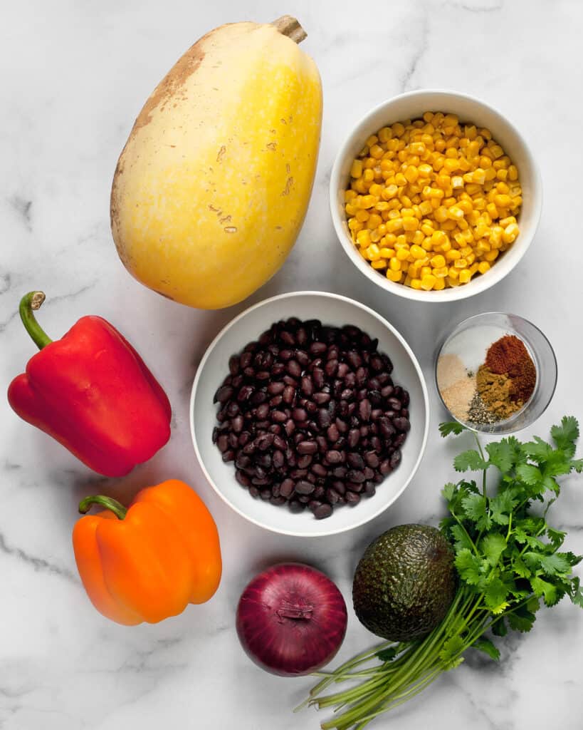 Ingredients for Southwestern Spaghetti Squash