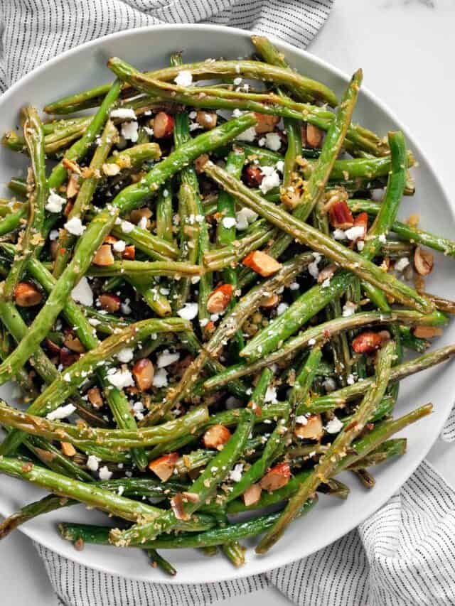 Roasted Green Beans with Almonds and Feta Last Ingredient