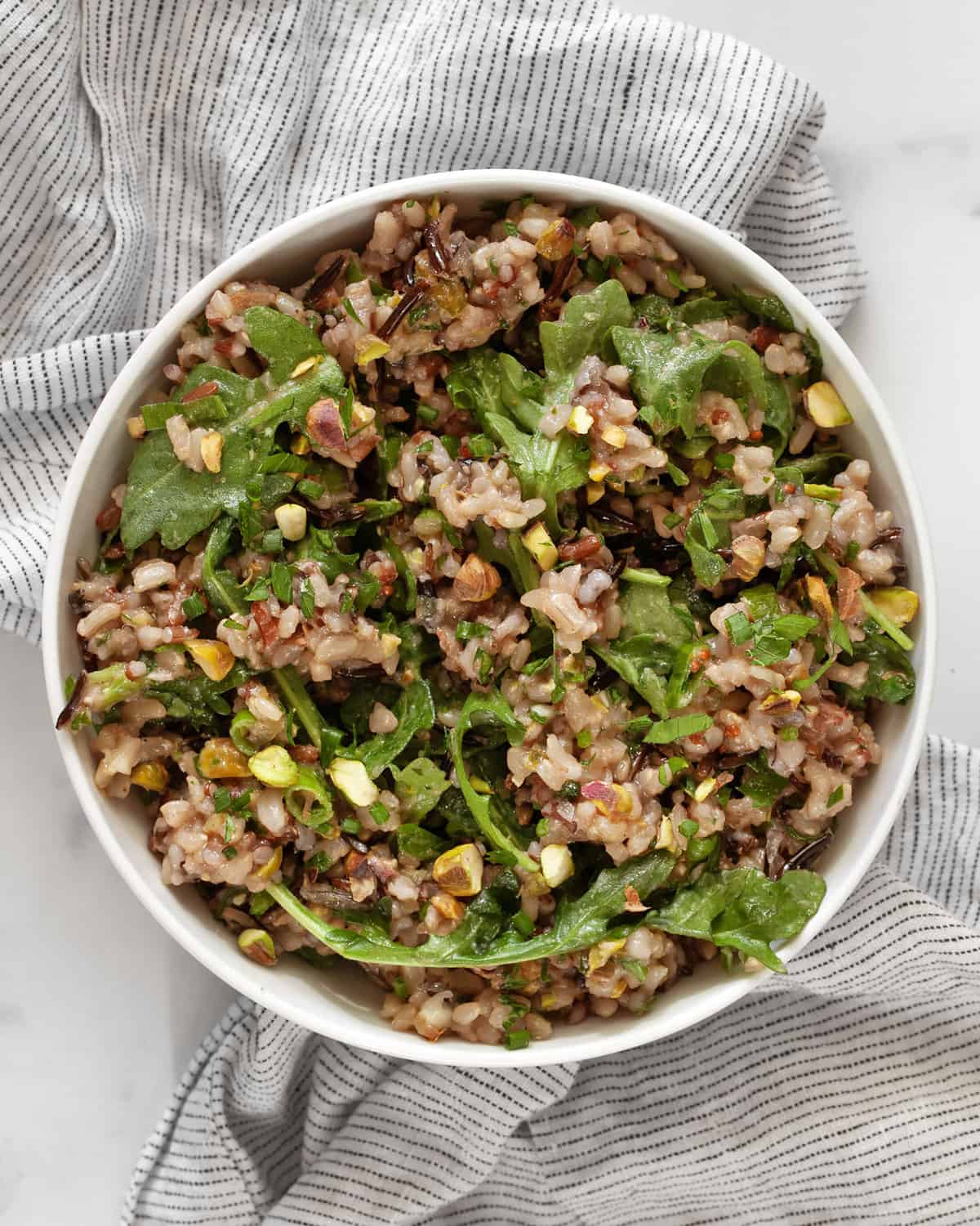 Wild rice salad in a bowl.