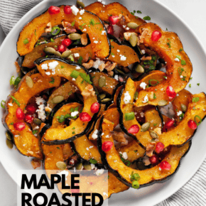 Maple roasted acorn squash on a serving plate.