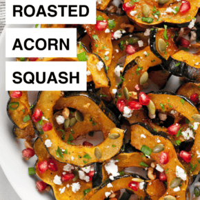 Maple roasted acorn squash on plate.