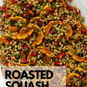 Roasted delicata squash couscous on a serving platter.