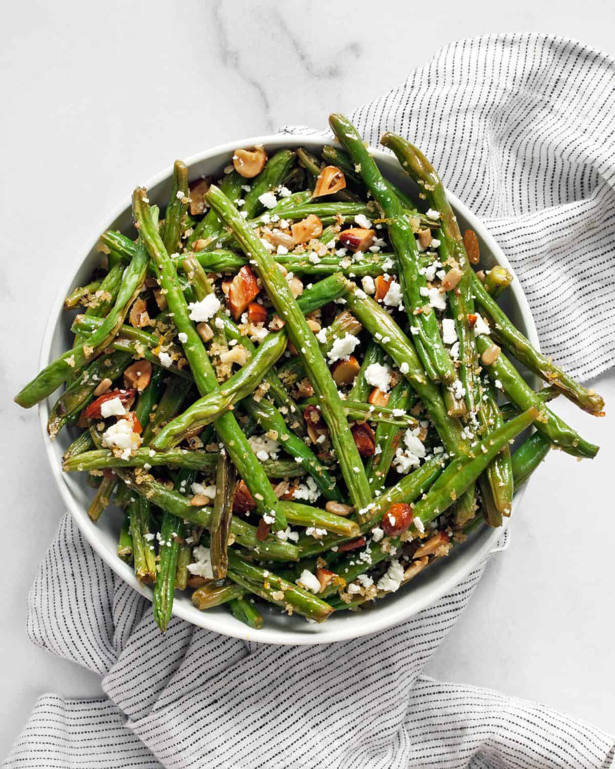 Roasted Green Beans with Almond Breadcrumbs & Feta Last Ingredient