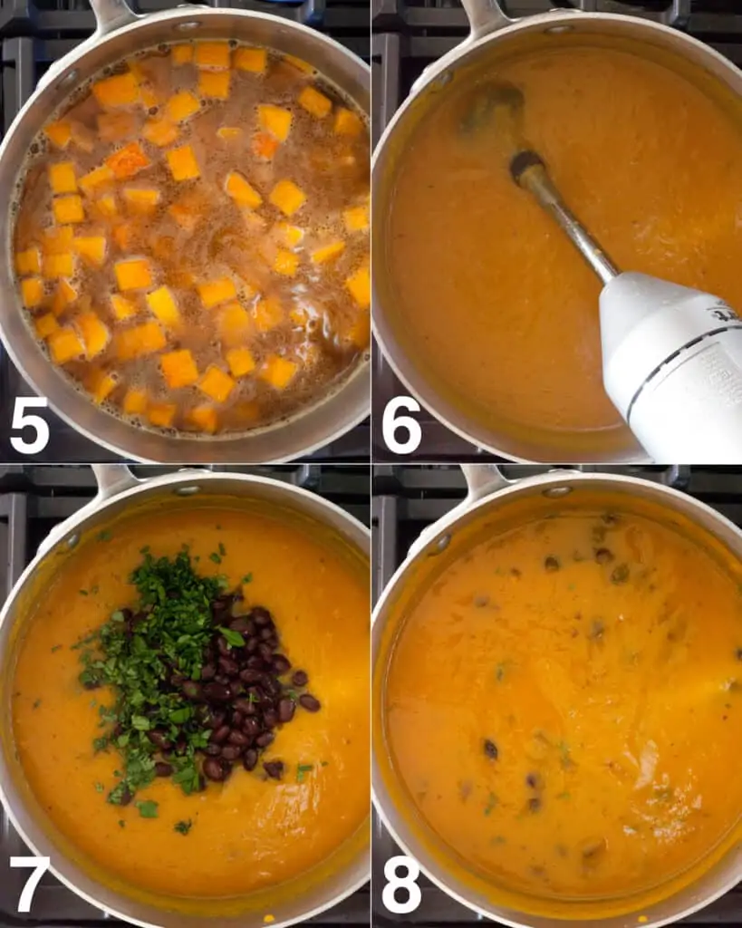 Steps showing how to make Spicy Chipotle Butternut Squash Soup