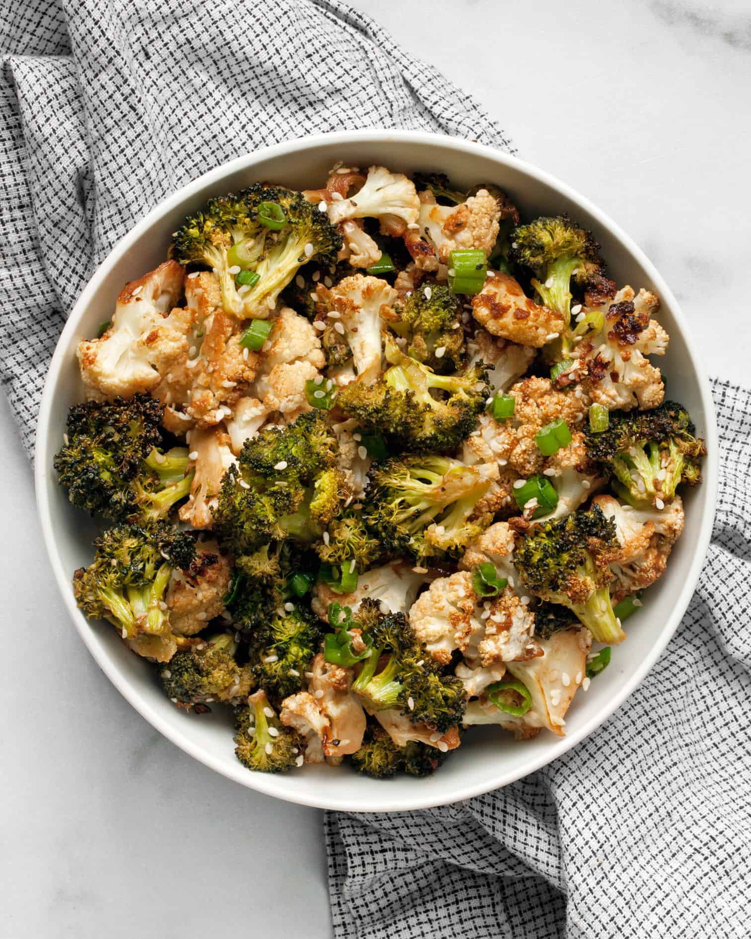 Tahini Roasted Broccoli and Cauliflower