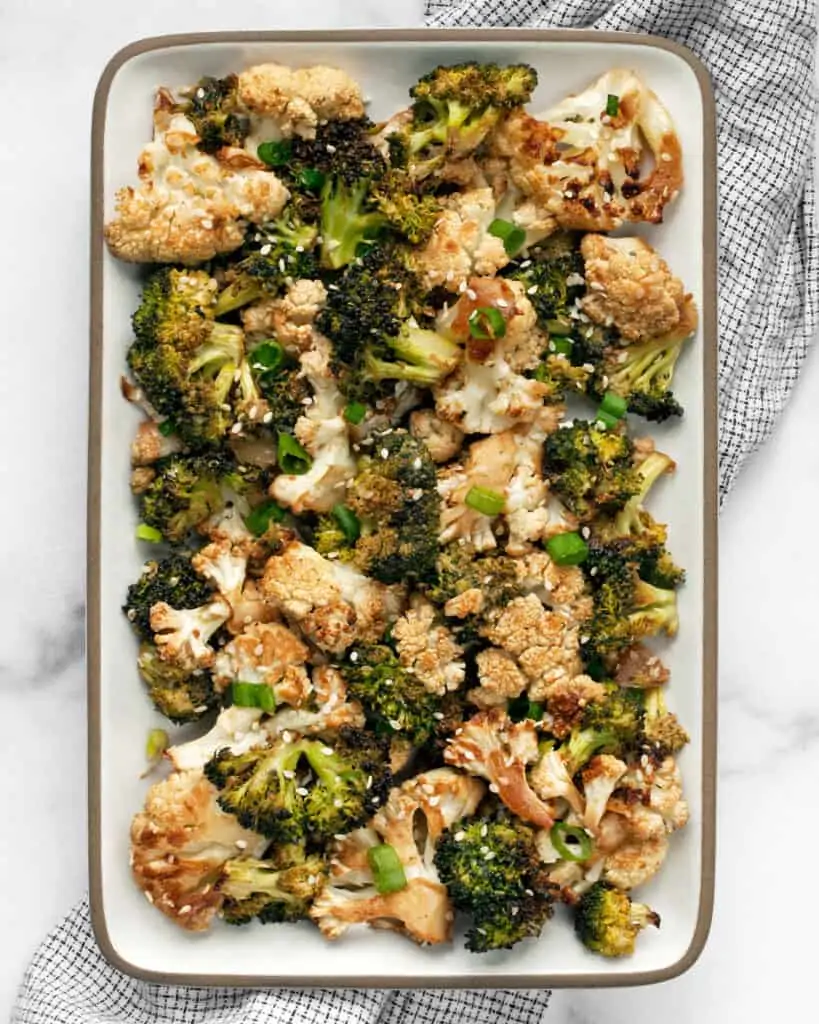 Tahini Roasted Broccoli and Cauliflower