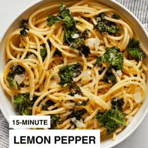 Lemon pepper pasta in a bowl.