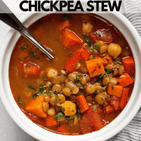 Bowl of moroccan chickpea stew.