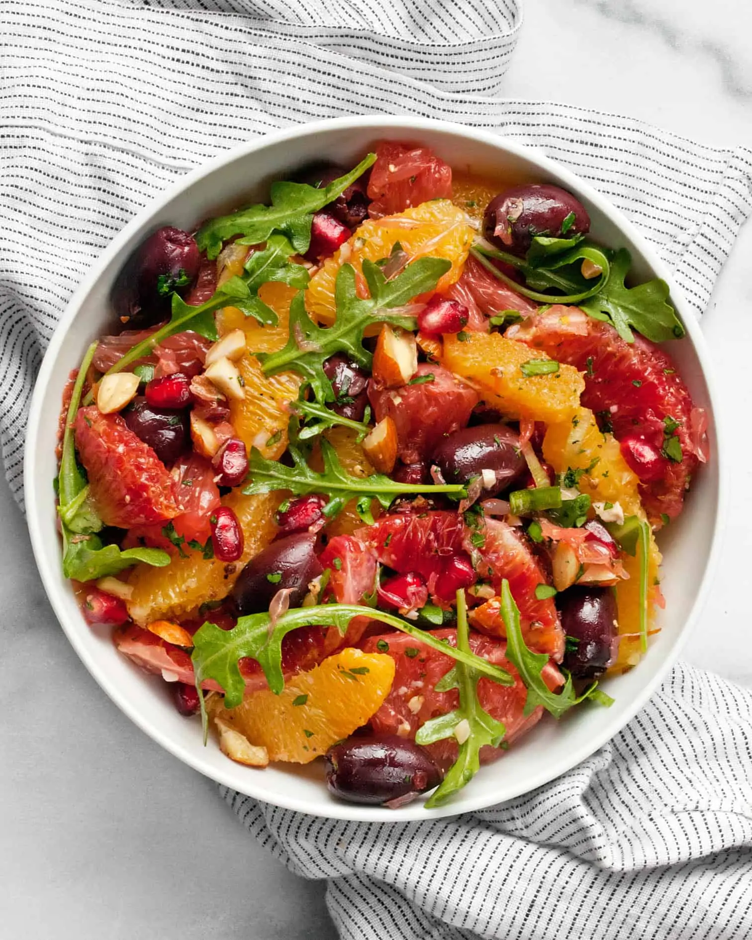 Winter Citrus Salad with Pomegranate Seeds and Olives