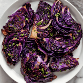 Roasted red cabbage in a plate.