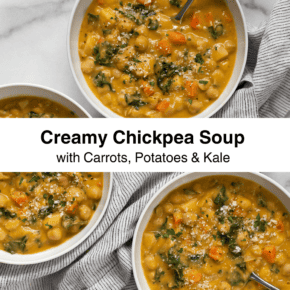 Three bowls of chickpea soup.