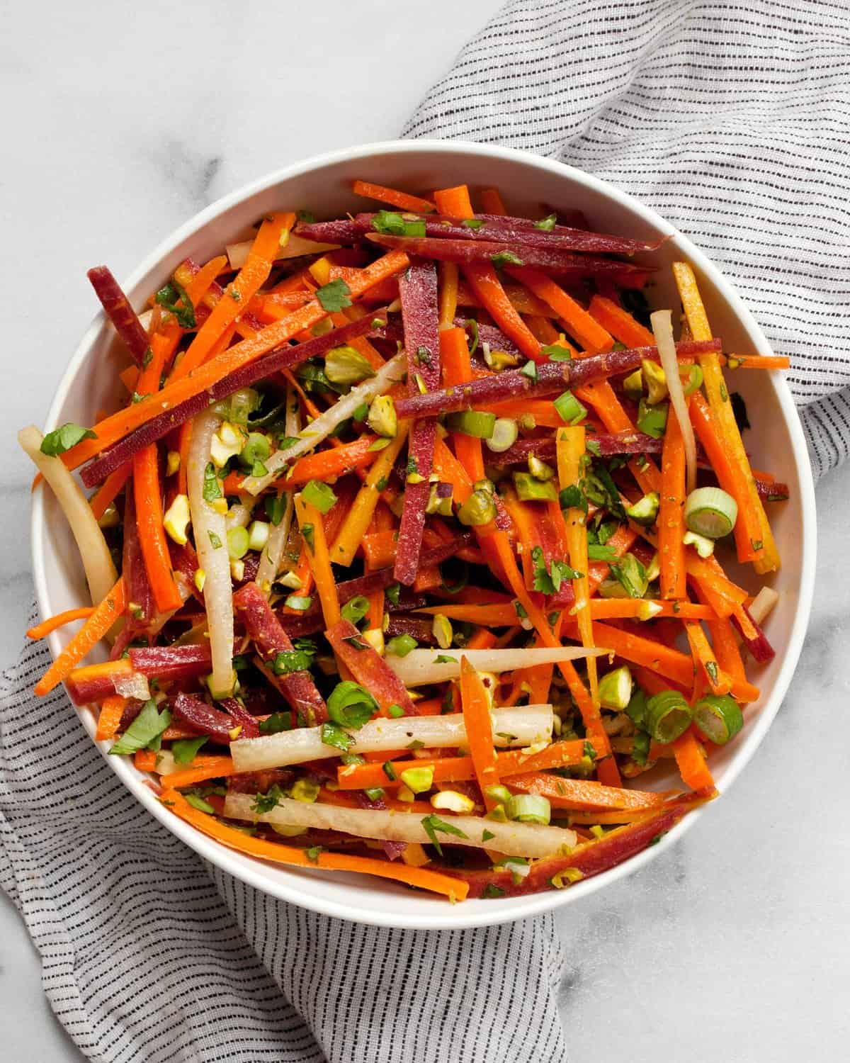 Carrot salad in a bowl.