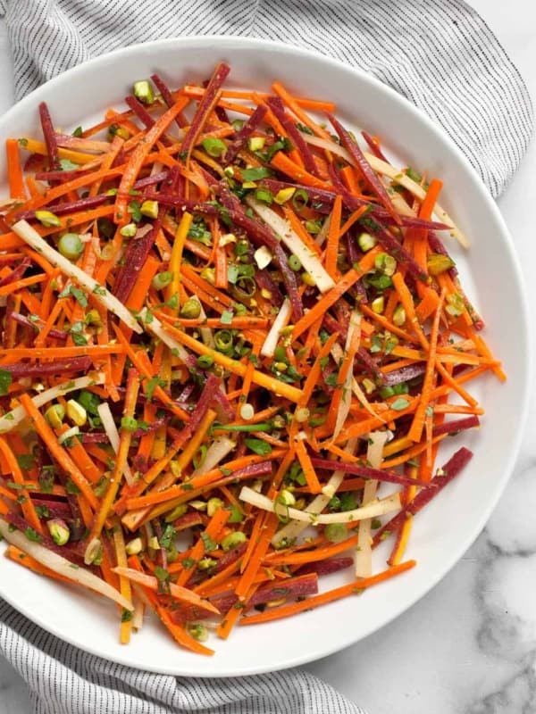 Carrot salad on a plate.