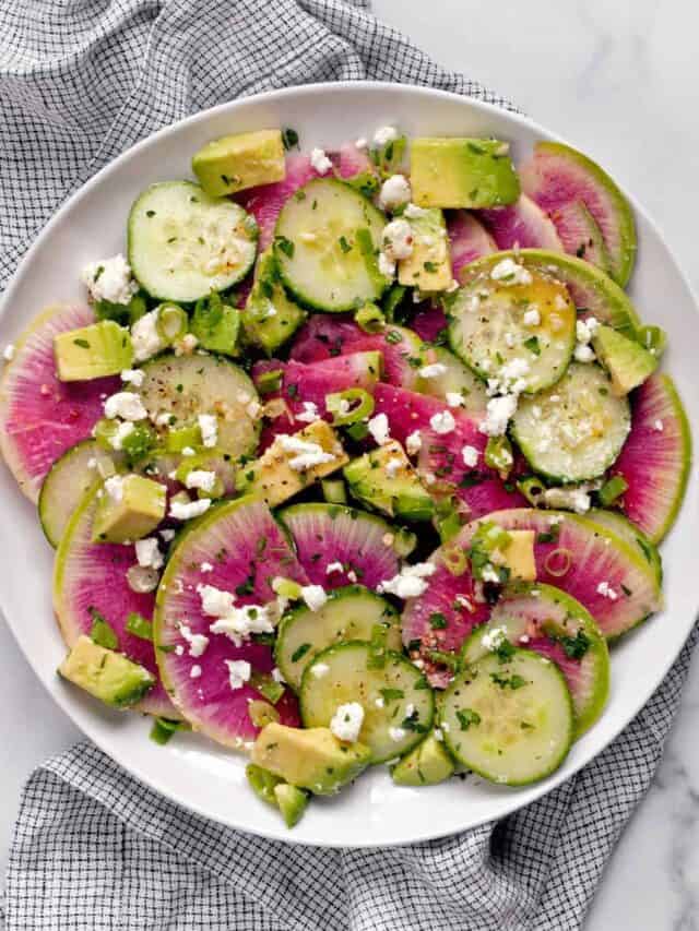 Watermelon Radish Salad with Cucumbers Last Ingredient