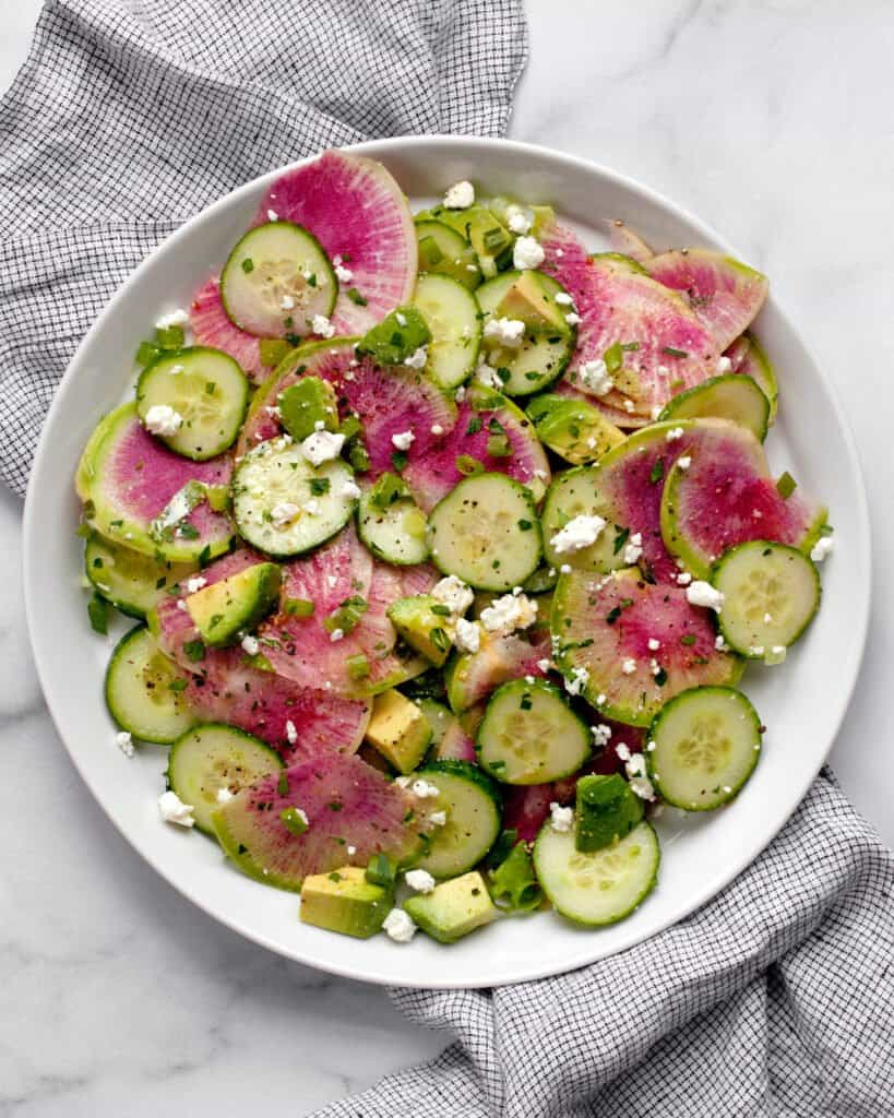 Watermelon Radish Cucumber Salad Last Ingredient
