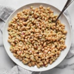 White bean salad on a plate.