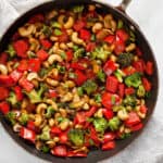 Veggie stir-fry in a skillet.