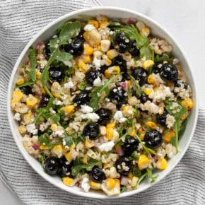 Blueberry corn salad in a bowl.
