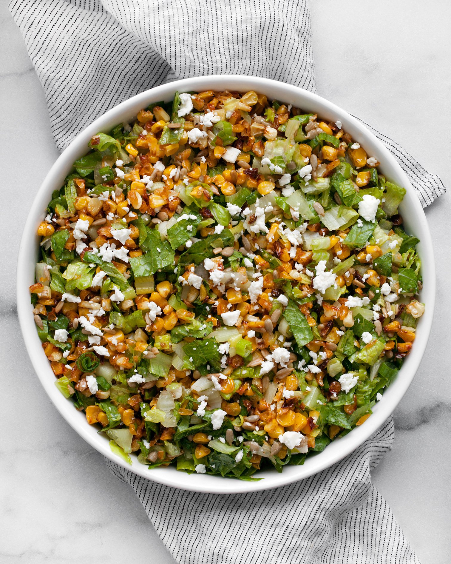 Roasted corn salad in a bowl.