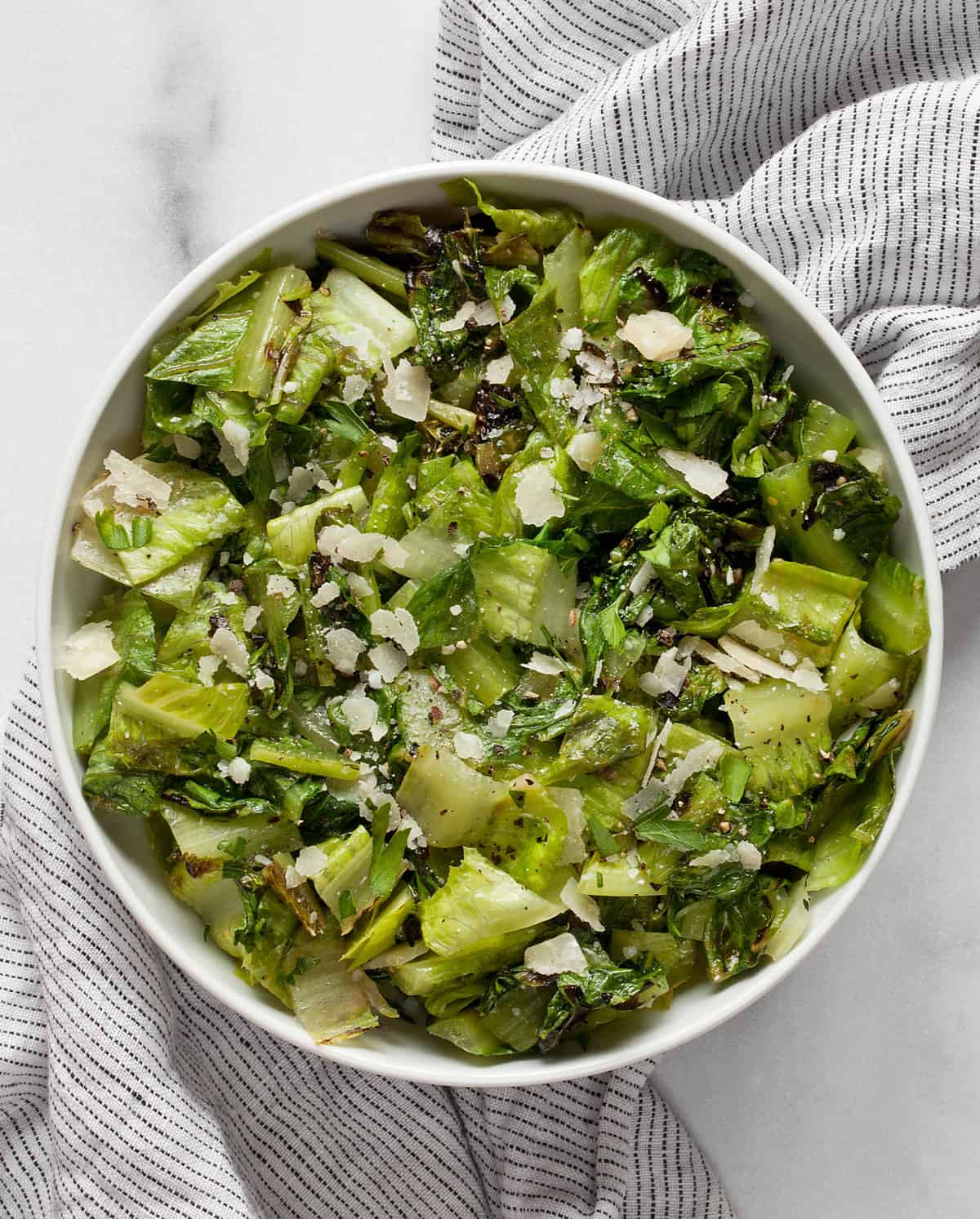 Chopped romaine salad in a bowl.
