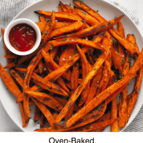 Sweet potato fries on a plate.