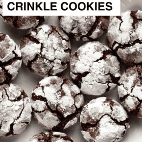 Chocolate crinkle cookies on a plate.