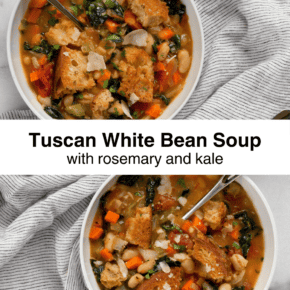 Two bowls of tuscan white bean soup.