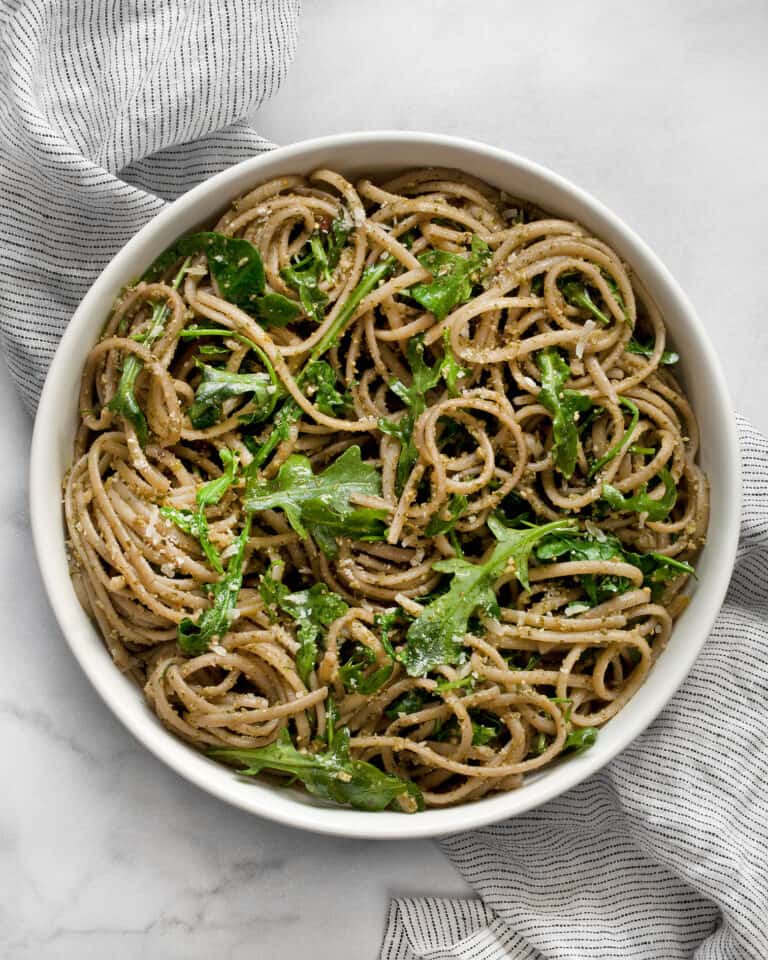 Arugula Pasta with Arugula Pesto