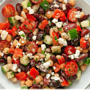 Three bean salad in a bowl.