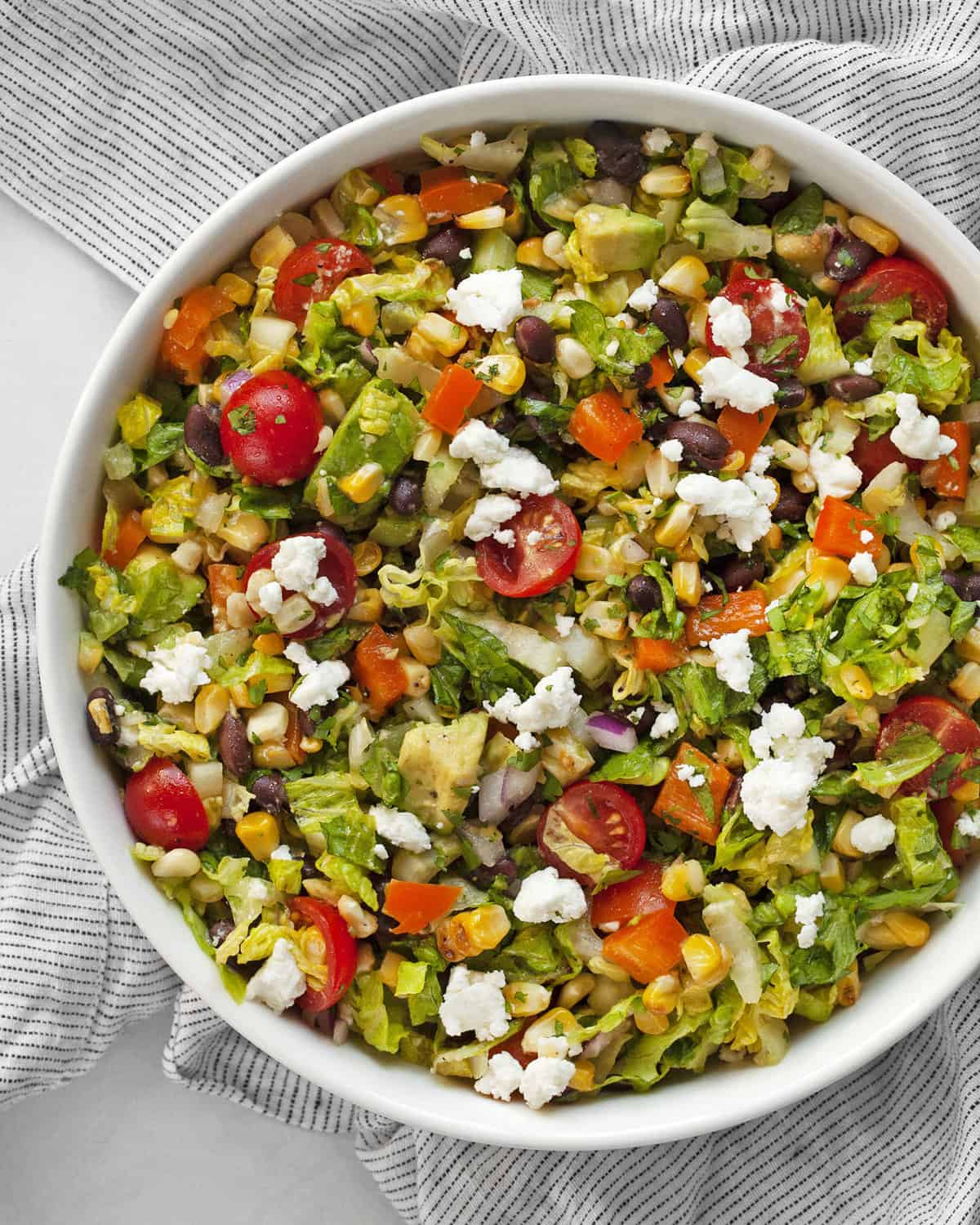 Chopped salad in a bowl.