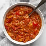 Tomato sauce in a bowl.