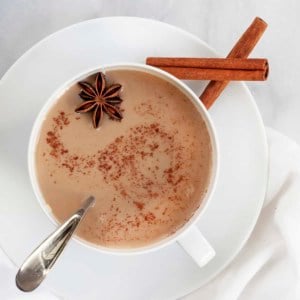 Homemade Chai tea with cinnamon.