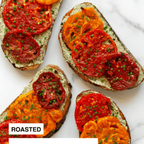 4 slices of roasted tomato toast.