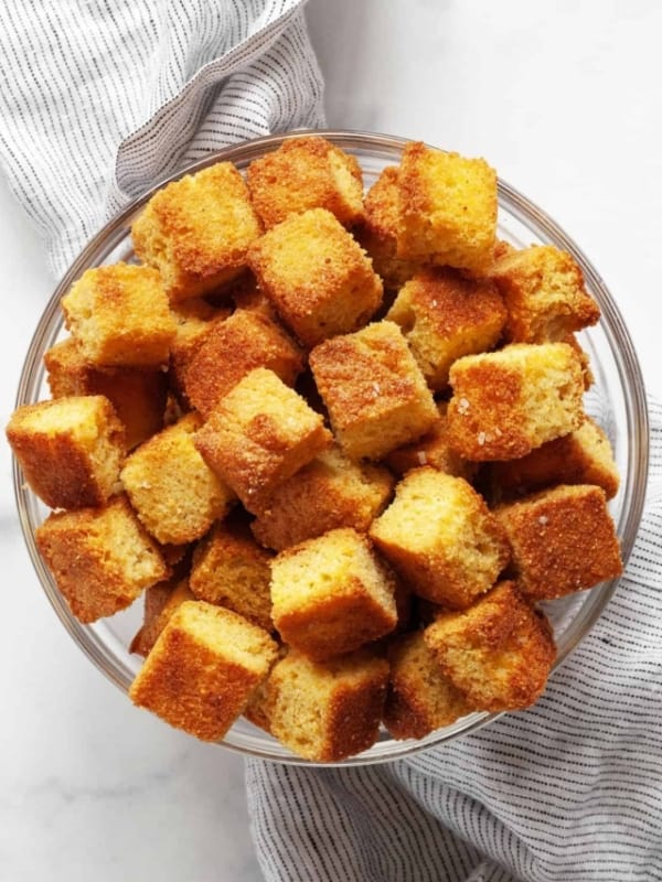 Croutons in a bowl.