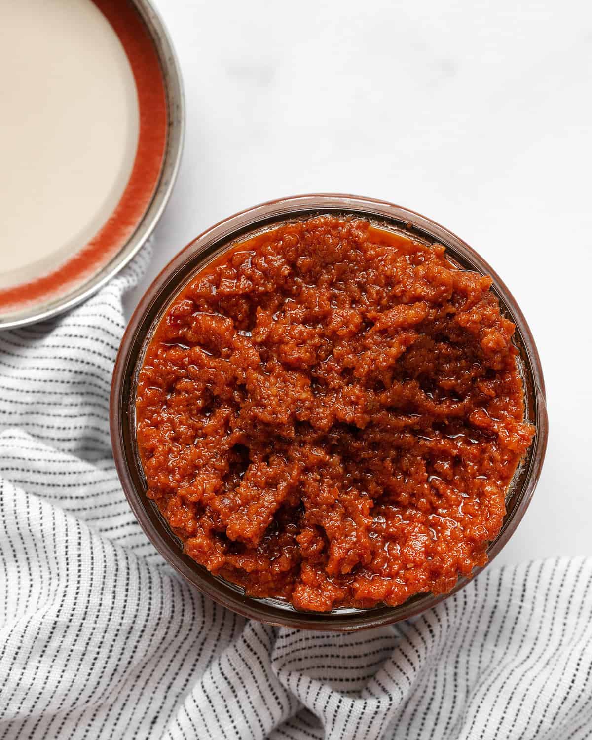 Sun-dried tomato pesto in a jar.