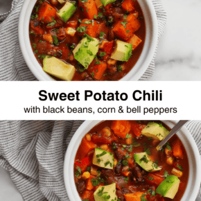 Two bowls of sweet potato black bean chili.