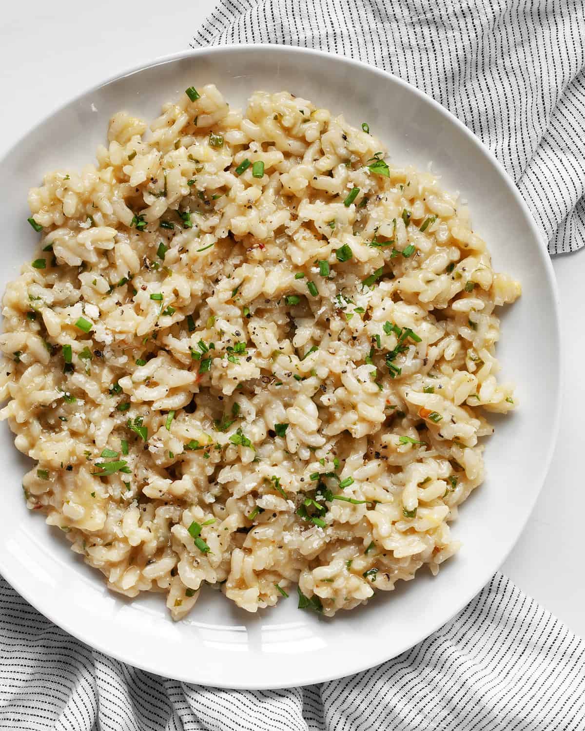 Lemon risotto on a plate.