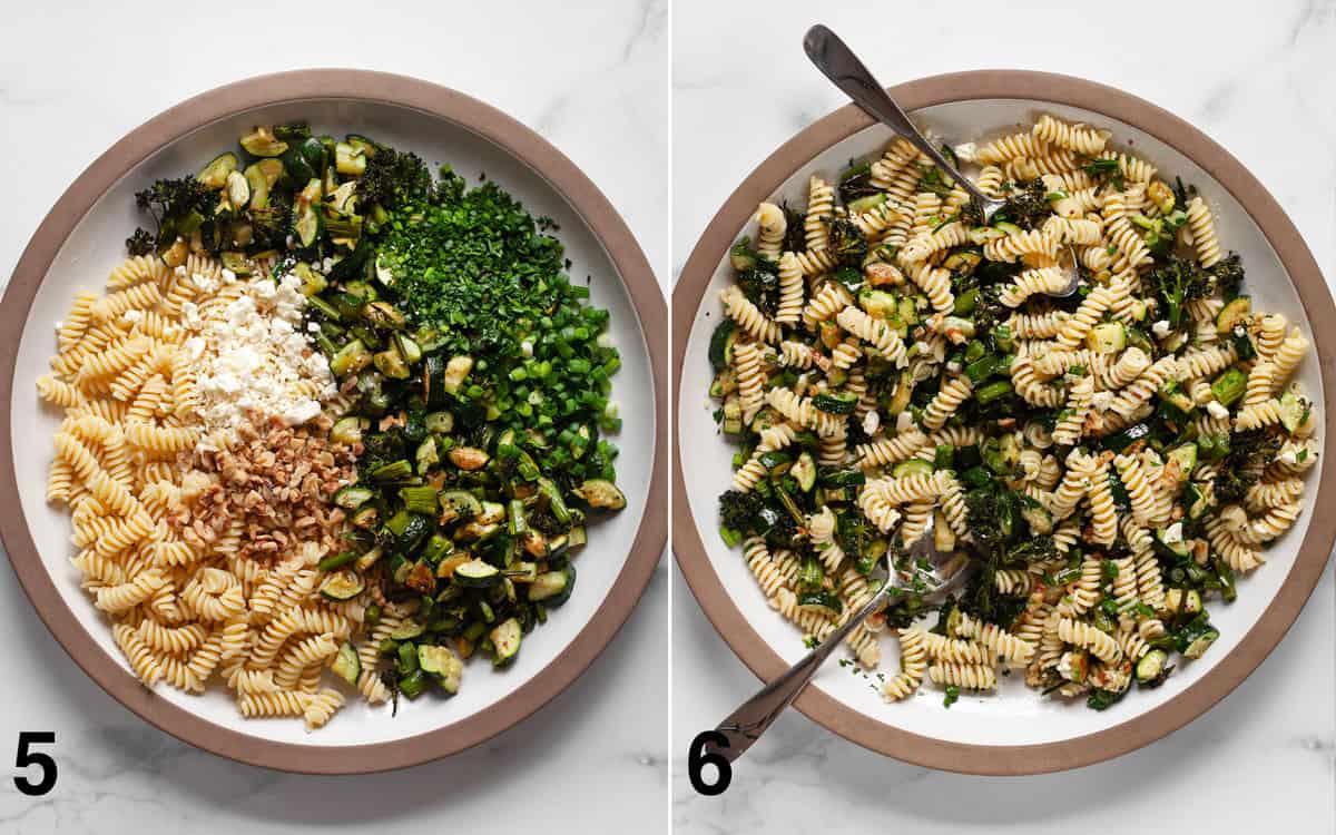 Salad ingredients in a bowl. Salad tossed together.