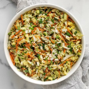 Napa cabbage salad in a bowl.