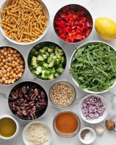 Arugula Pasta Salad with Chickpeas & Red Peppers - Last Ingredient