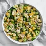 Pineapple cucumber salad in a bowl.