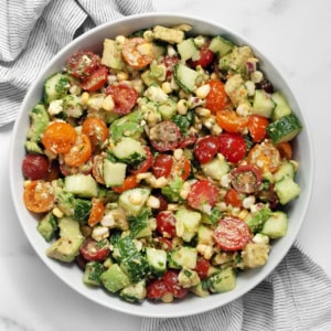 Avocado tomato salad in a bowl.
