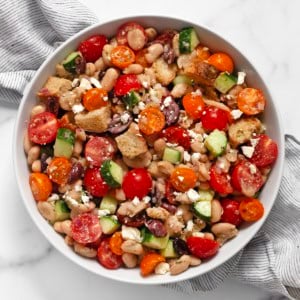 Cannellini bean salad in a bowl.